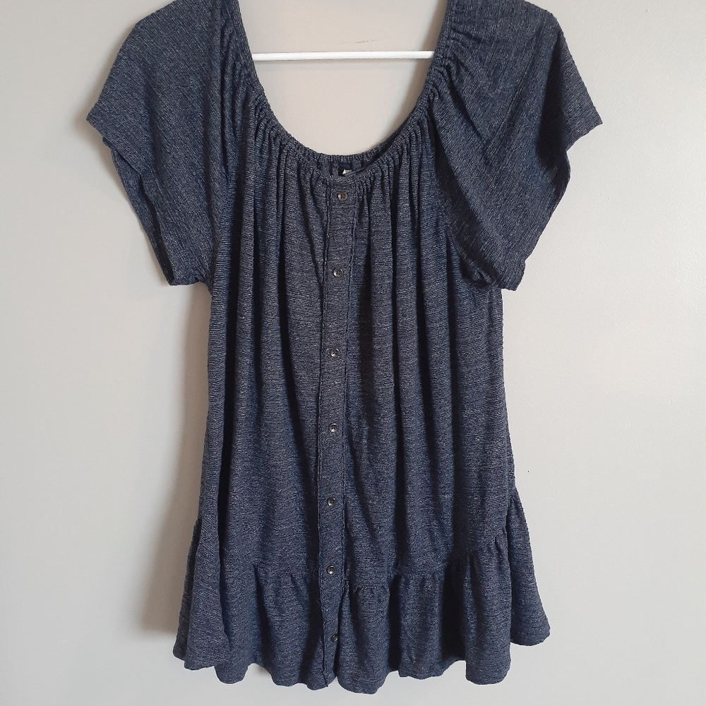 Lucky Brand Scoop Neck, Flare Sleeves Top, Size 1X